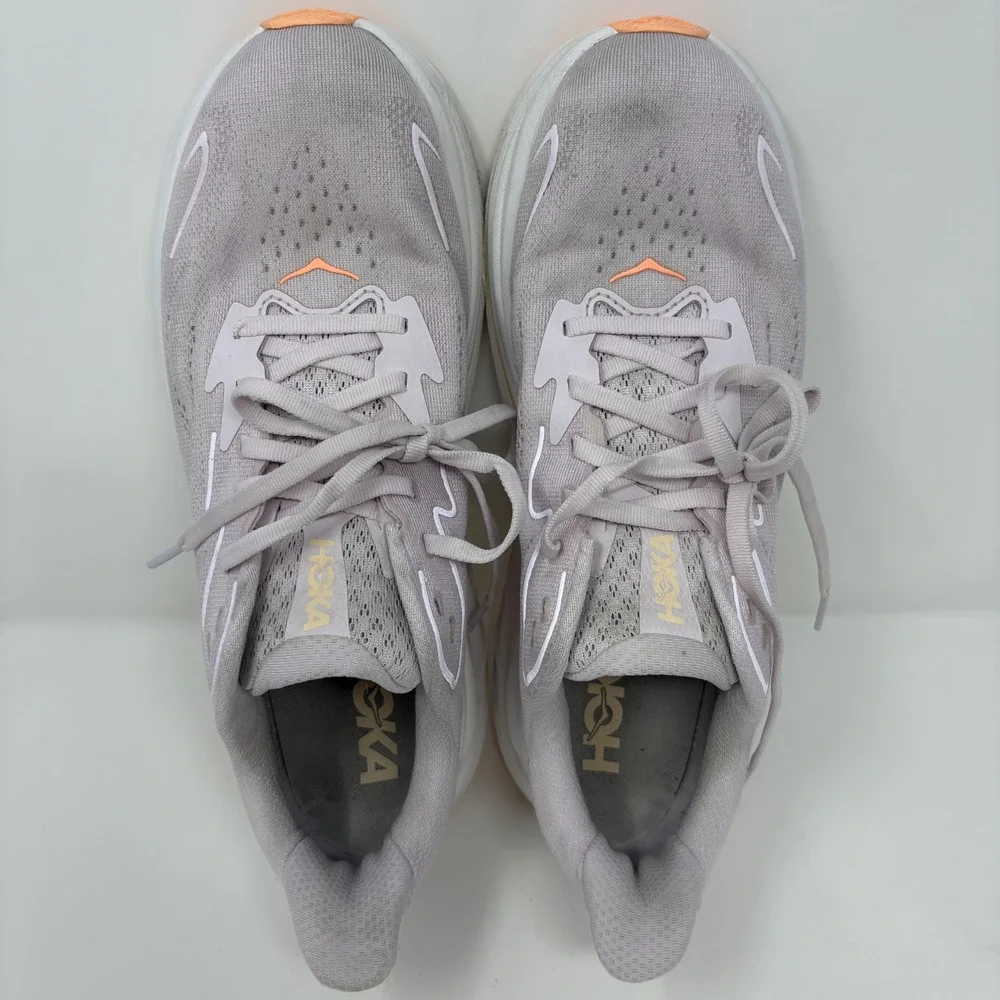 Hoka Clifton 10 Women's Size 10 Cream White Orange Running Shoes (1162031 LRMT)